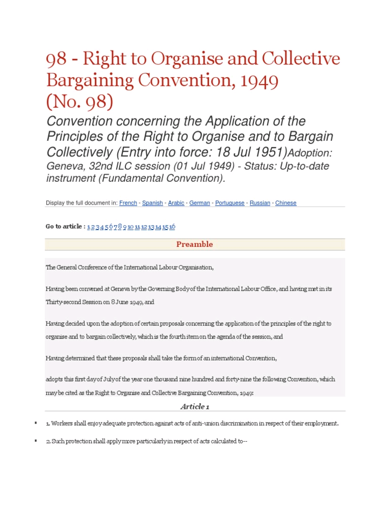 Right to Organise and Collective Bargaining Convention, 1949 Image